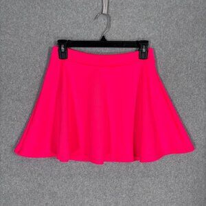 Neon Pink Skater Skirt Medium Mini Scuba Knit Party 90s 80s Dance Twirl Rave USA